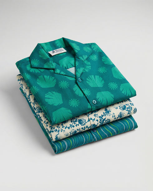 3-PACK CUBAN-COLLAR COTTON SHIRTS