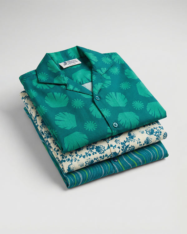 3-PACK CUBAN-COLLAR COTTON SHIRTS