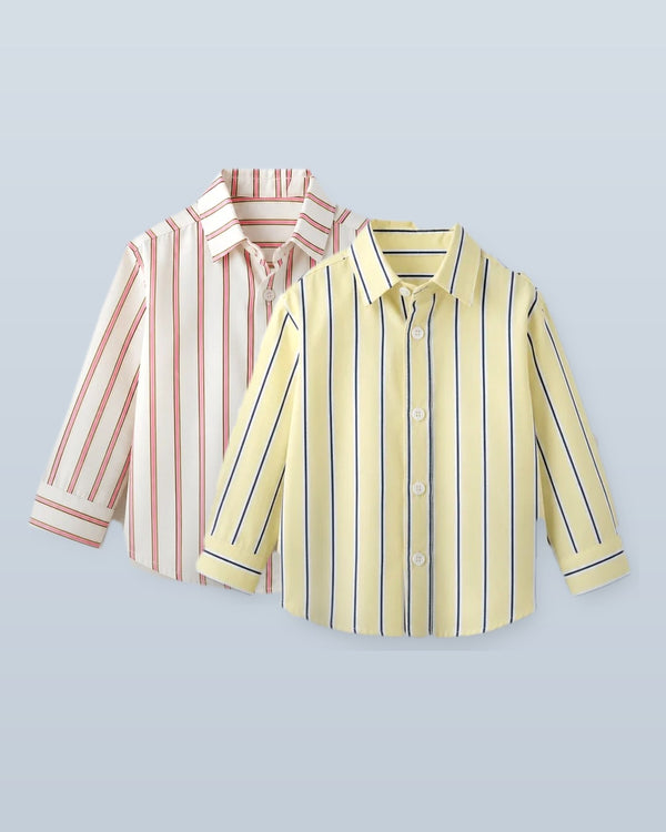 2-Pack: Sunbeam Stripe + Biscotti Stripe Shirts