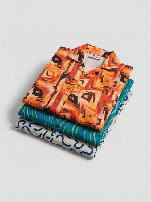 3-PACK CUBAN-COLLAR COTTON SHIRTS